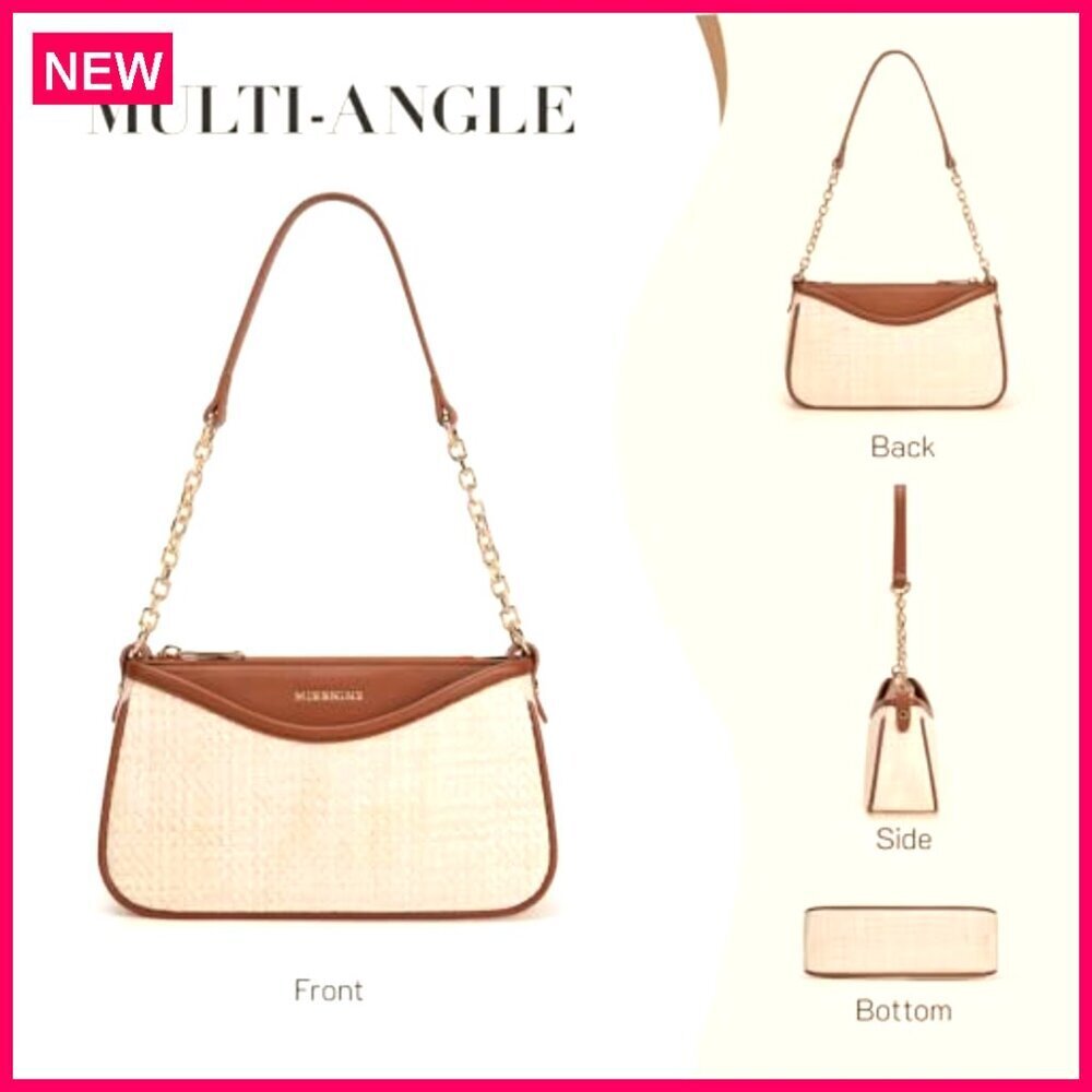 Small Vegan Leather Shoulder Bag Hobo Purse with Chain Strap - Picture 7 of 8